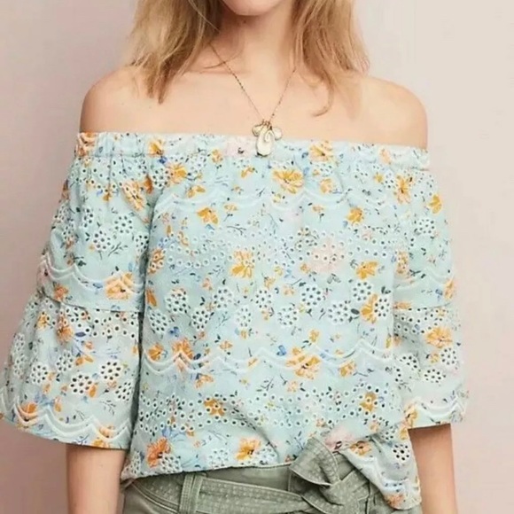 Anthropologie LAIA Embroidered Off Shoulder Top M - Picture 1 of 5
